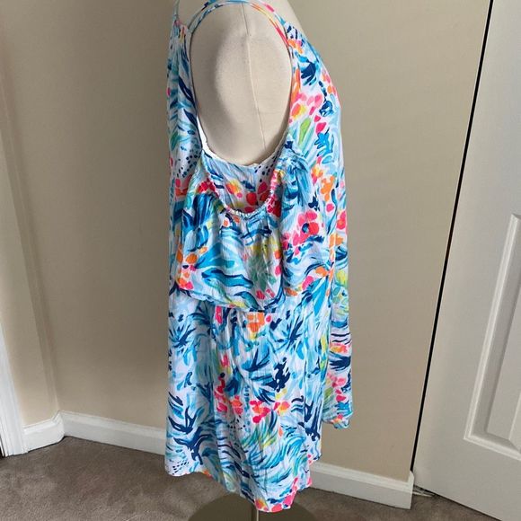 Lilly Pulitzer Bellamie Swing Dress Tippy Top Serene Blue Size Medium Cold Shoul - Picture 8 of 11